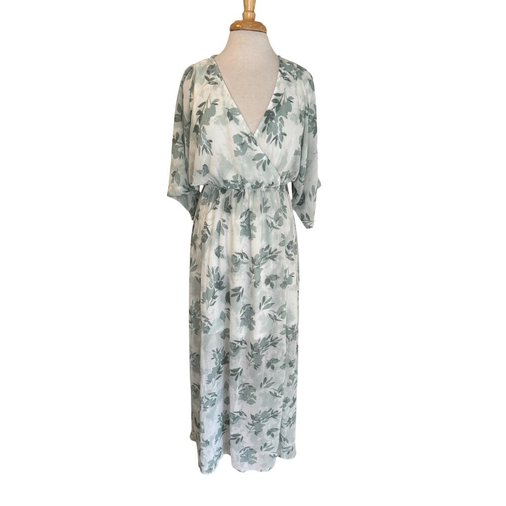 BALTIC BORN *NEW* Kia Kimono Maxi Dress in Sage Floral Pattern Size Large Womens
